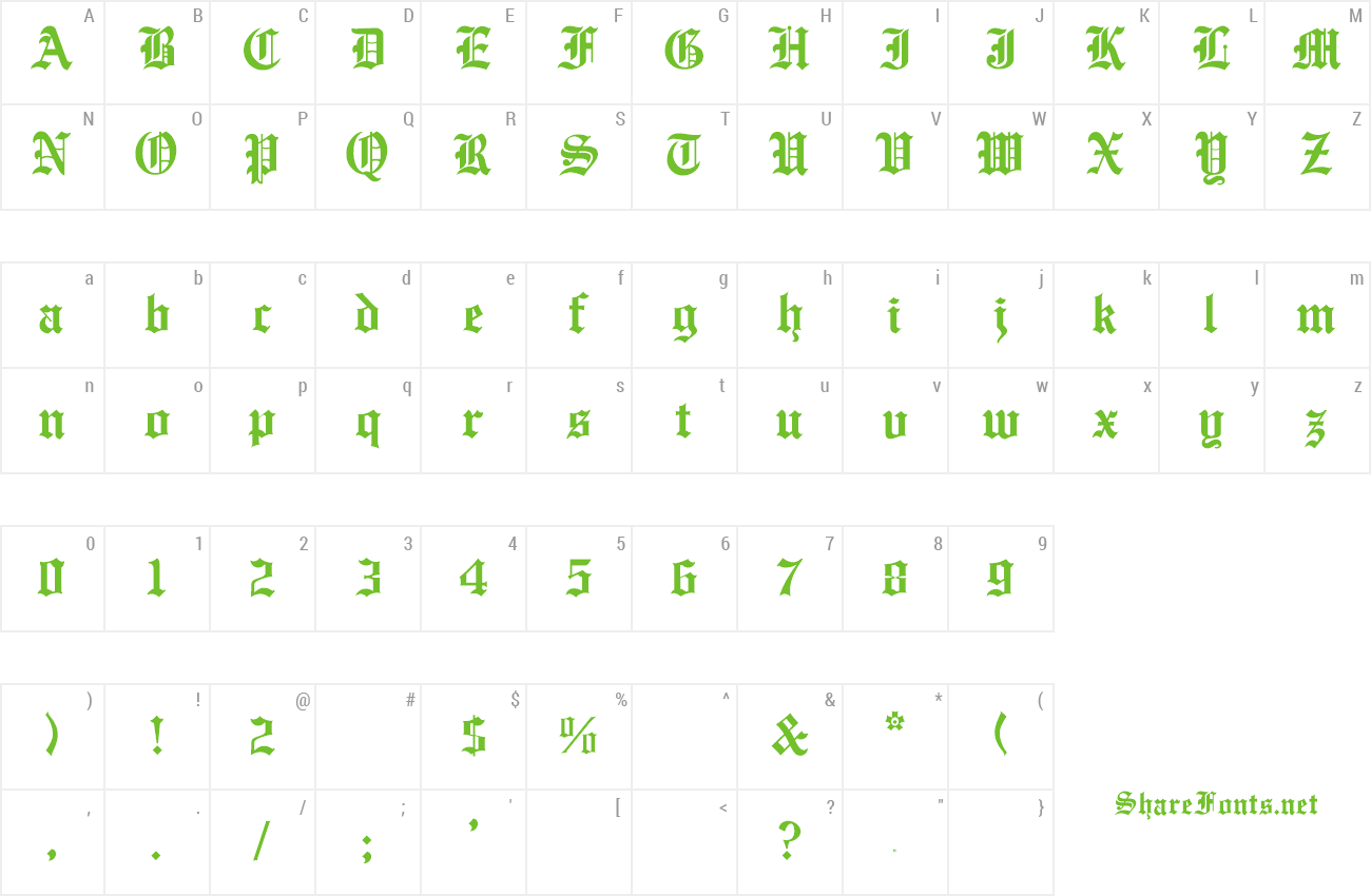 Font YeOldEnglish preview